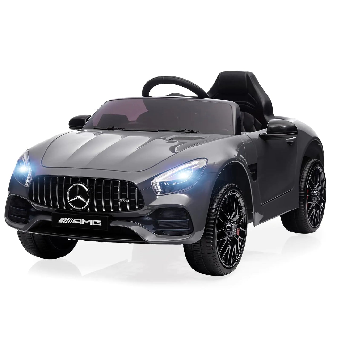 HarmoHaby 12V Kids Ride On Car Power Battery Electric Vehicles for 3-8 Licensed Mercedes-Benz Ride On Toys Car w/Parent Remote Control Mp3 Player - Grey