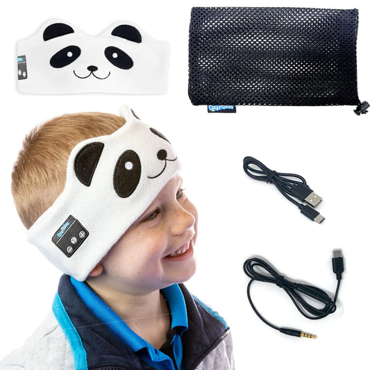 Sensory Headphones for Kids - Autism Sensory Toys Wireless & Wired Toddler Headphones with Volume Limiting Comfortable Soft Headband for Travel Ideal for Sensory-Sensitive Children - Panda
