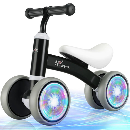 HAWEEK Colorful Lighting Baby Balance Bike Toys for 1 Year Old Boys10-24 Month Toddler Balance Bike No Pedal1st Birthday Boy Gift Ride on Toys for Toddlers 1-2 Boys(Black)