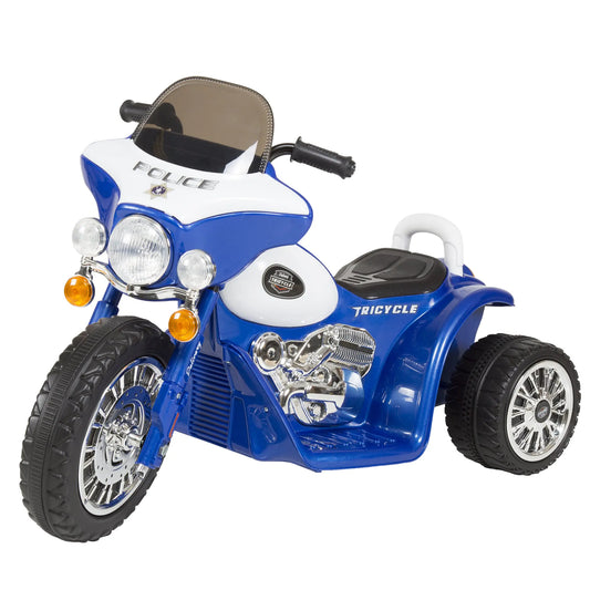 Lil Rider 3 Wheel Mini Motorcycle Trike for Kids Battery Powered Ride on Toy by Rockin’ Rollers – Toys for Boys and Girls 3 - 6 Year Old – Police Car Blue Large